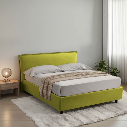 Letto Matrimoniale Verde Materasso Incluso Sfoderabile, Contenitore Made in Italy - Brunate