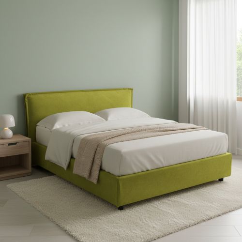 Letto Matrimoniale Verde Materasso Incluso Sfoderabile, Contenitore Made in Italy - Bruzolo