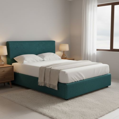 Letto Matrimoniale Verde Petrolio Sfoderabile Contenitore, Dimensione Materasso 160x190 cm - Fasanella