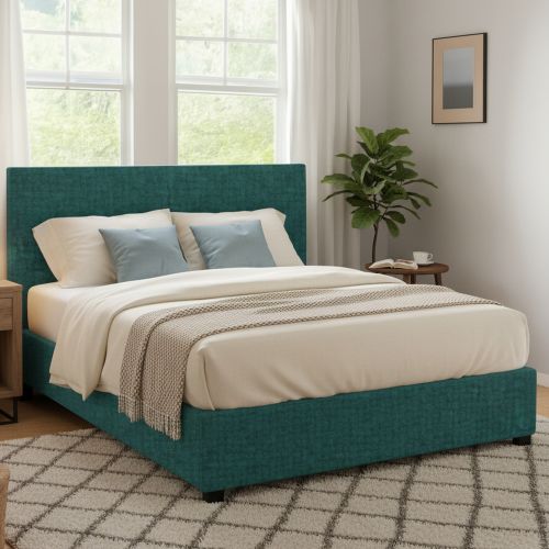 Letto Matrimoniale Verde Petrolio Sfoderabile Contenitore, Dimensione Materasso 160x190 cm - Lioni