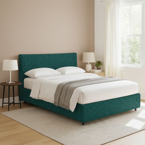 Letto Matrimoniale Verde Petrolio Sfoderabile Contenitore, Dimensione Materasso 160x190 cm - Soliera