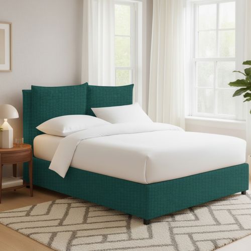 Letto Matrimoniale Verde Petrolio Sfoderabile Contenitore, Dimensione Materasso 160x200 cm - Davoli