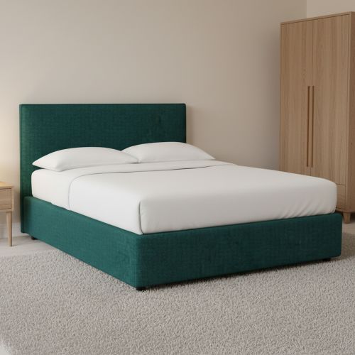 Letto Matrimoniale Verde Petrolio Sfoderabile Contenitore, Dimensione Materasso 160x200 cm - Frinco