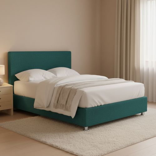 Letto Matrimoniale Verde Petrolio Sfoderabile Contenitore, Dimensione Materasso 160x200 cm - Lenta