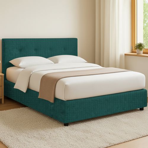 Letto Matrimoniale Verde Petrolio Sfoderabile Contenitore, Dimensione Materasso 160x200 cm - Melilli