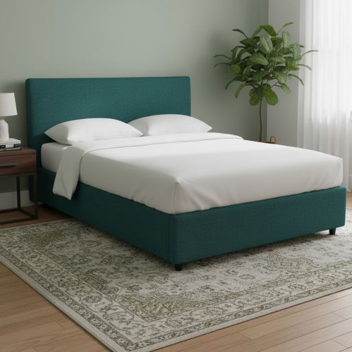 Letto Matrimoniale Verde Petrolio Sfoderabile Contenitore, Dimensione Materasso 160x200 cm - Peia