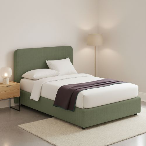 Letto Matrimoniale Verde Sfoderabile Contenitore, Dimensione Materasso 160x190 cm - Issime