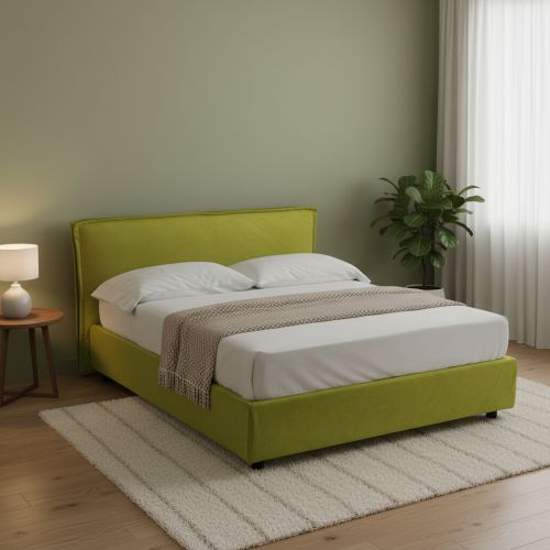 Letto Matrimoniale Verde Sfoderabile Contenitore, Dimensione Materasso 160x190 cm Made in Italy - Brolo