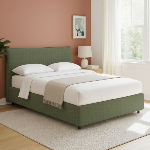 Letto Matrimoniale Verde Sfoderabile Contenitore, Dimensione Materasso 160x190 cm - Soliera