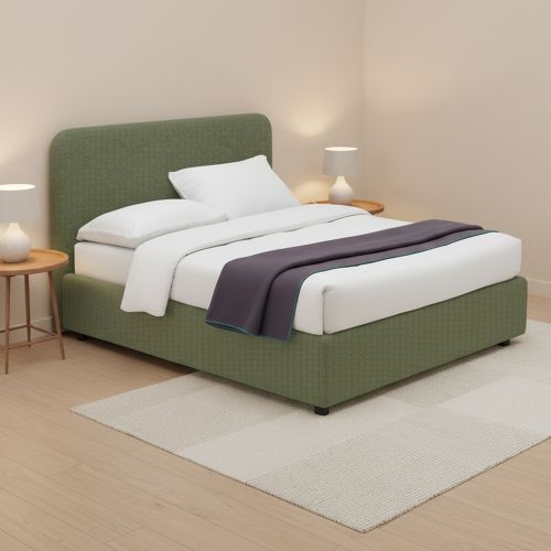 Letto Matrimoniale Verde Sfoderabile Contenitore, Dimensione Materasso 160x200 cm - Argentina