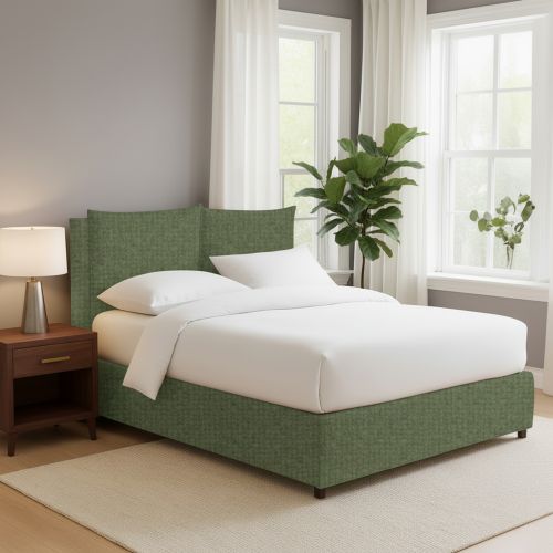 Letto Matrimoniale Verde Sfoderabile Contenitore, Dimensione Materasso 160x200 cm - Davoli