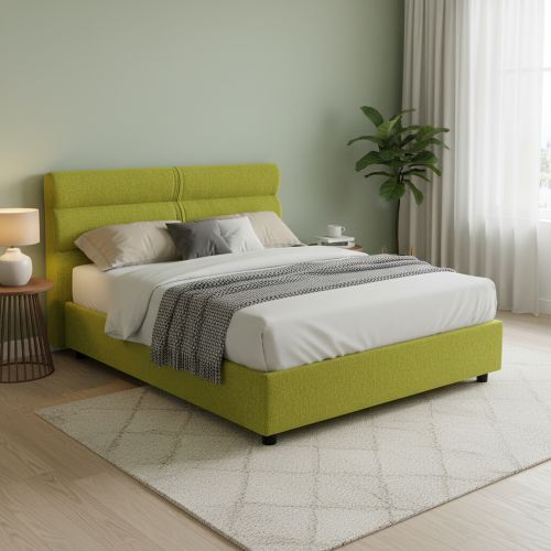 Letto Matrimoniale Verde Sfoderabile Contenitore, Dimensione Materasso 160x200 cm Made in Italy - Briaglia