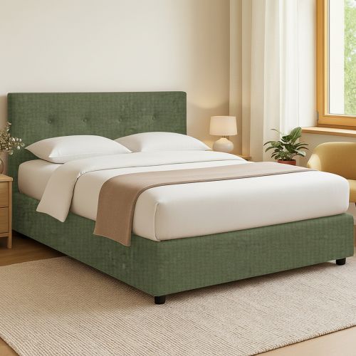 Letto Matrimoniale Verde Sfoderabile Contenitore, Dimensione Materasso 160x200 cm - Melilli