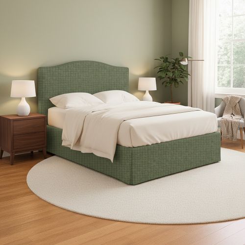Letto Matrimoniale Verde Sfoderabile Contenitore, Dimensione Materasso 160x200 cm - Orgiano