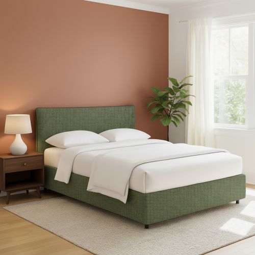 Letto Matrimoniale Verde Sfoderabile Contenitore, Dimensione Materasso 160x200 cm - Peia