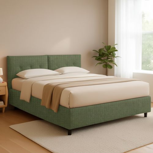 Letto Matrimoniale Verde Sfoderabile Contenitore, Dimensione Materasso 160x200 cm - Rozzone
