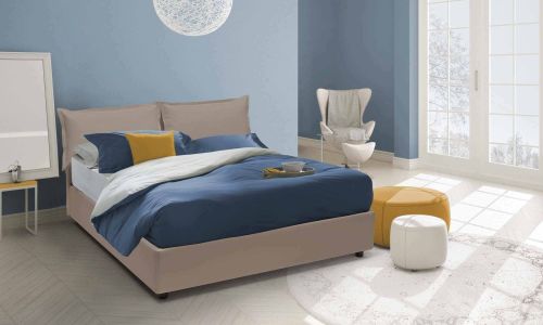 Letto matrimoniale Veronica, Letto contenitore con rivestimento in ecopelle, 100% Made in Italy, Apertura frontale, adatto per materasso Cm 160x190, Tortora