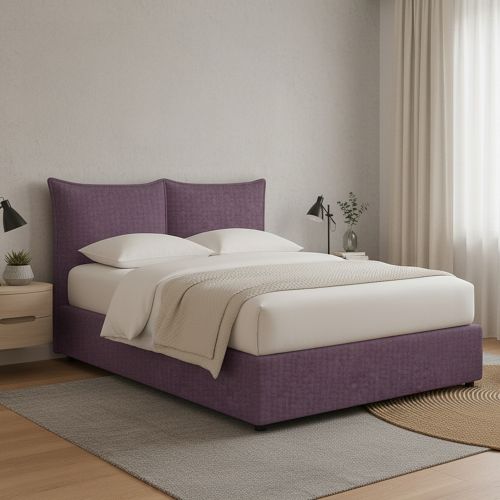 Letto Matrimoniale Viola Lilla Sfoderabile Contenitore, Dimensione Materasso 160x190 cm - Calcio