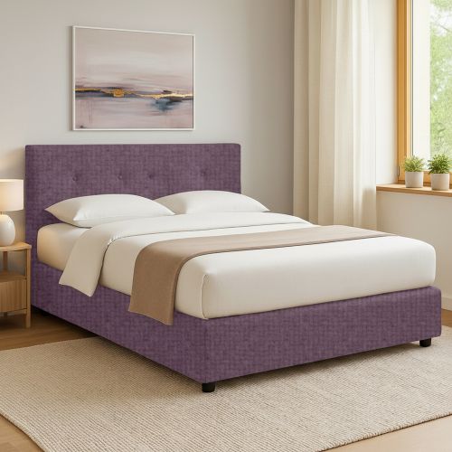 Letto Matrimoniale Viola Lilla Sfoderabile Contenitore, Dimensione Materasso 160x190 cm - Colere