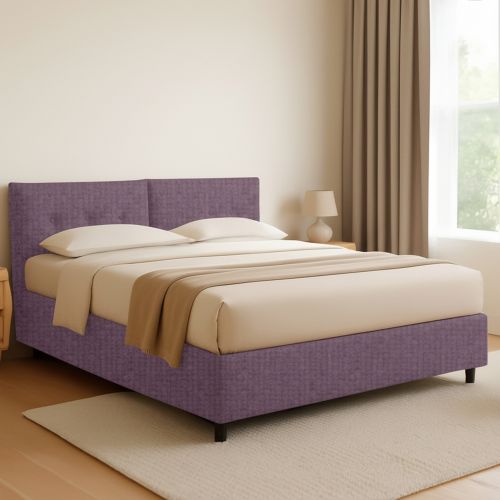 Letto Matrimoniale Viola Lilla Sfoderabile Contenitore, Dimensione Materasso 160x190 cm - Levice