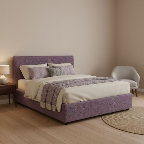 Letto Matrimoniale Viola Lilla Sfoderabile Contenitore, Dimensione Materasso 160x190 cm - Lioni