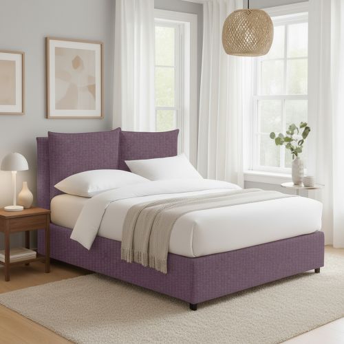 Letto Matrimoniale Viola Lilla Sfoderabile Contenitore, Dimensione Materasso 160x190 cm - Riesi