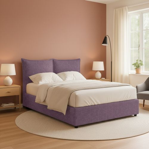 Letto Matrimoniale Viola Lilla Sfoderabile Contenitore, Dimensione Materasso 160x200 cm - Orino