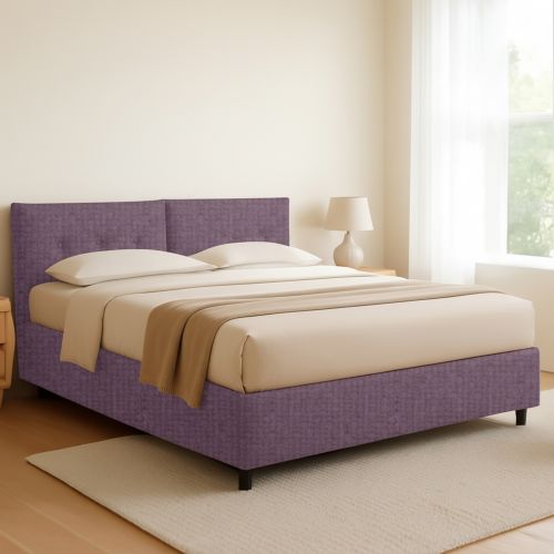 Letto Matrimoniale Viola Lilla Sfoderabile Contenitore, Dimensione Materasso 160x200 cm - Rozzone