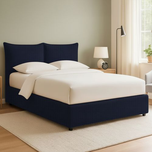 Letto Matrimoniale Viola Scuro Sfoderabile Contenitore, Dimensione Materasso 160x190 cm - Calcio