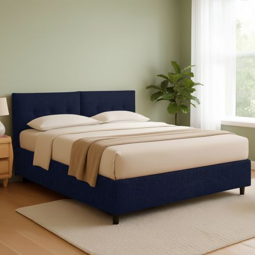 Letto Matrimoniale Viola Scuro Sfoderabile Contenitore, Dimensione Materasso 160x190 cm - Levice