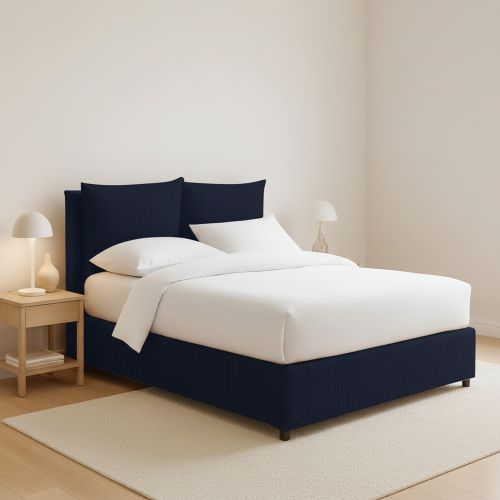 Letto Matrimoniale Viola Scuro Sfoderabile Contenitore, Dimensione Materasso 160x190 cm - Riesi