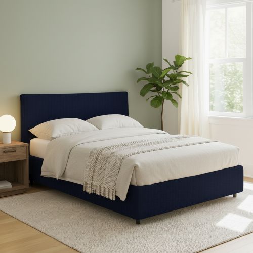 Letto Matrimoniale Viola Scuro Sfoderabile Contenitore, Dimensione Materasso 160x190 cm - Soliera