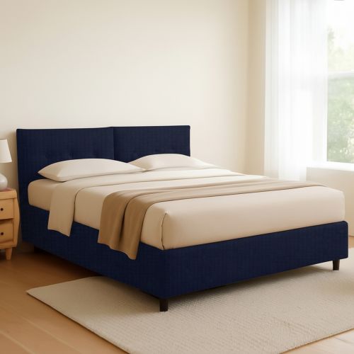 Letto Matrimoniale Viola Scuro Sfoderabile Contenitore, Dimensione Materasso 160x200 cm - Rozzone