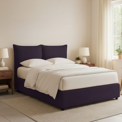 Letto Matrimoniale Viola Sfoderabile Contenitore, Dimensione Materasso 160x190 cm - Calcio
