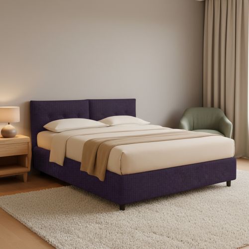 Letto Matrimoniale Viola Sfoderabile Contenitore, Dimensione Materasso 160x190 cm - Levice