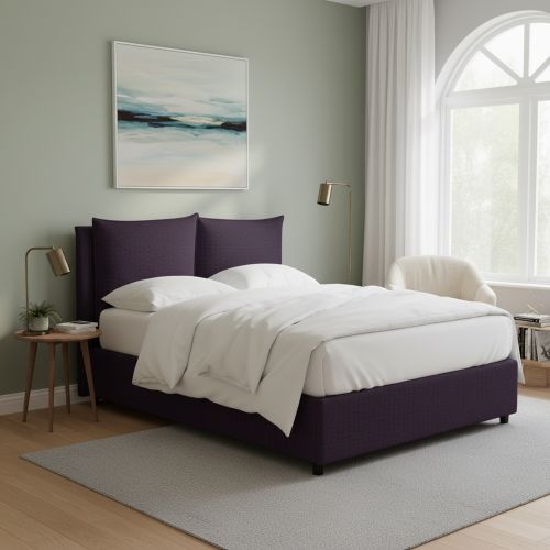 Letto Matrimoniale Viola Sfoderabile Contenitore, Dimensione Materasso 160x190 cm - Riesi