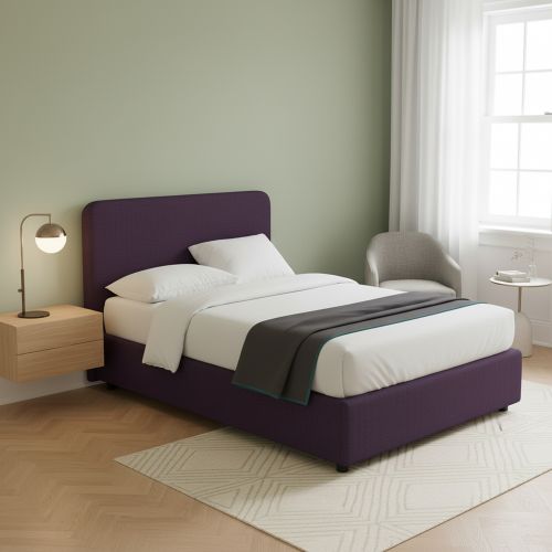 Letto Matrimoniale Viola Sfoderabile Contenitore, Dimensione Materasso 160x200 cm - Argentina