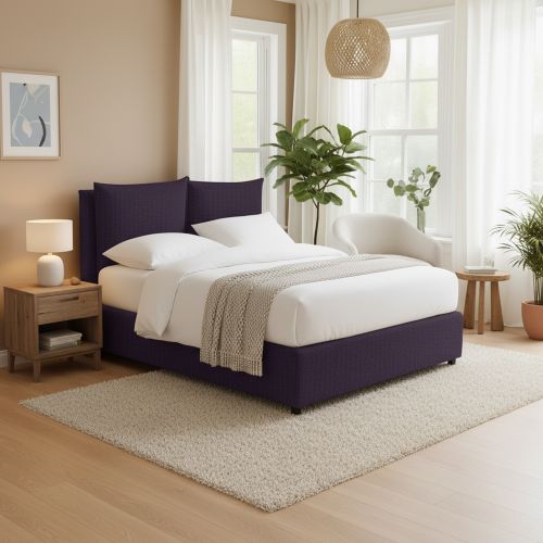 Letto Matrimoniale Viola Sfoderabile Contenitore, Dimensione Materasso 160x200 cm - Davoli