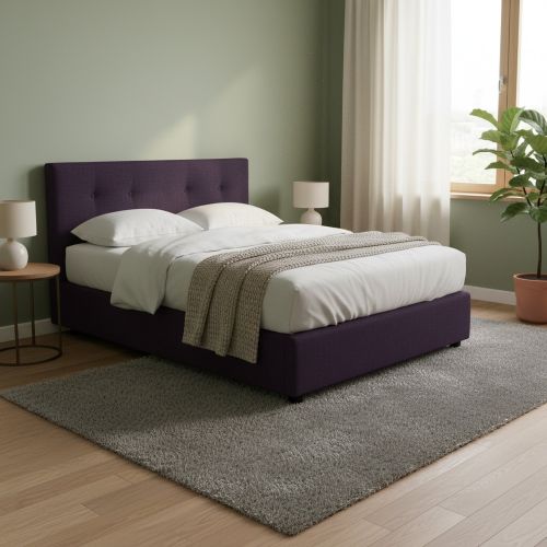Letto Matrimoniale Viola Sfoderabile Contenitore, Dimensione Materasso 160x200 cm - Melilli