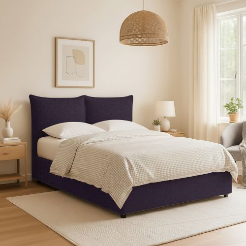 Letto Matrimoniale Viola Sfoderabile Contenitore, Dimensione Materasso 160x200 cm - Orino