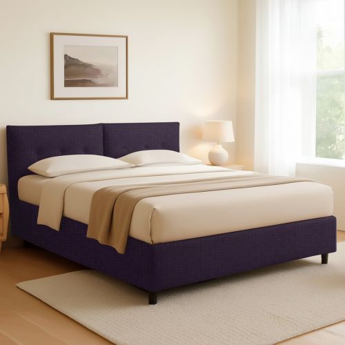Letto Matrimoniale Viola Sfoderabile Contenitore, Dimensione Materasso 160x200 cm - Rozzone