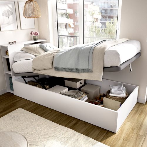 Letto per Bambini Bianco Contenitore, Dimensione Materasso 90x190 cm - Kenai