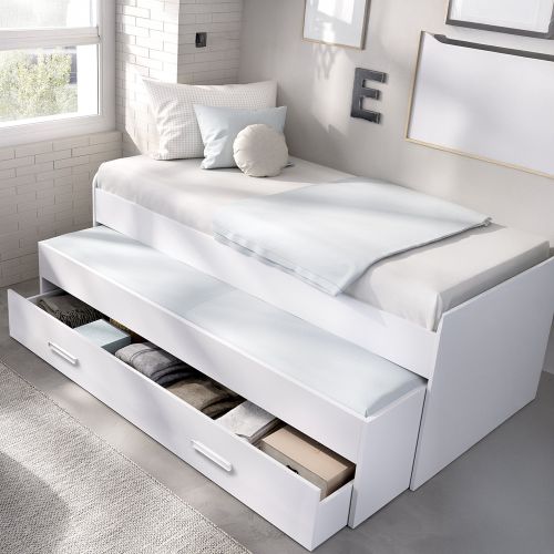 Letto per Bambini Bianco Contenitore Dimensione Materasso 90x190 cm, - Zion