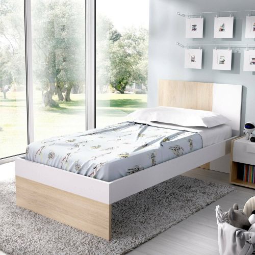Letto per bambini classico 196x97cm bianco e rovere - Allegro