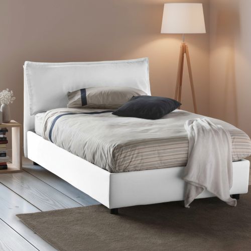 Letto piazza e mezza Abbygale, con materasso Cm 120x200 incluso, Bianco
