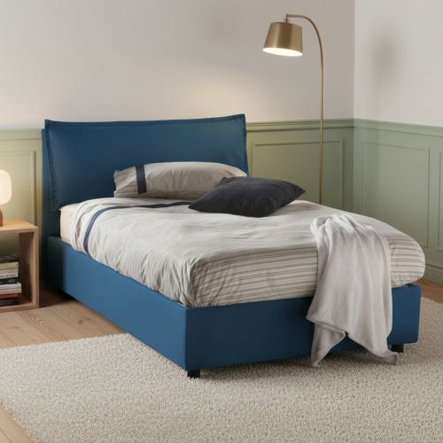 Letto piazza e mezza Abbygale, con materasso Cm 120x200 incluso, Blu