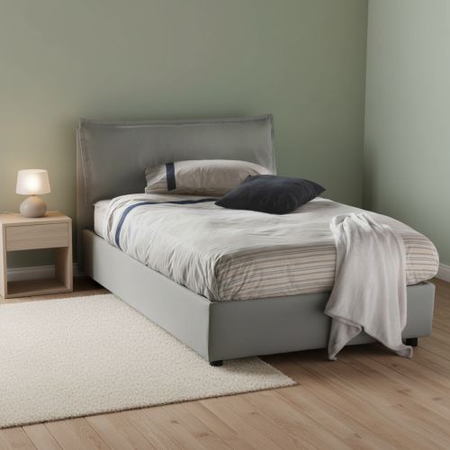 Letto piazza e mezza Abbygale, con materasso Cm 120x200 incluso, Grigio