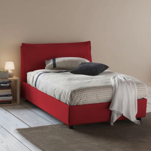 Letto piazza e mezza Abbygale, con materasso Cm 120x200 incluso, Rosso