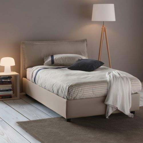 Letto piazza e mezza Abbygale, con materasso Cm 120x200 incluso, Tortora
