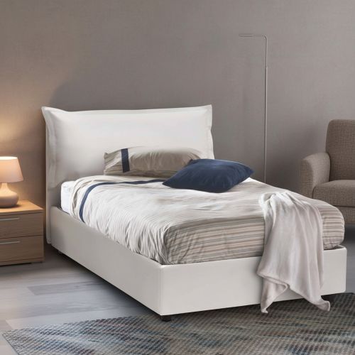 Letto piazza e mezza Aconito, con materasso Cm 120x200 incluso, Bianco